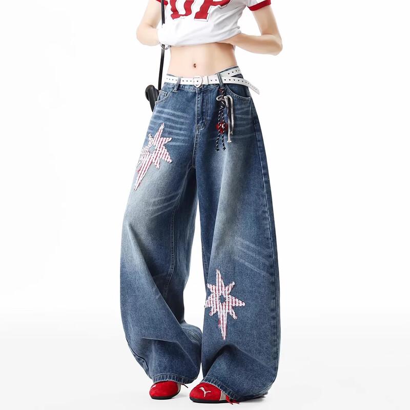 BWKA Star Patch Loose Wide-Leg Jeans