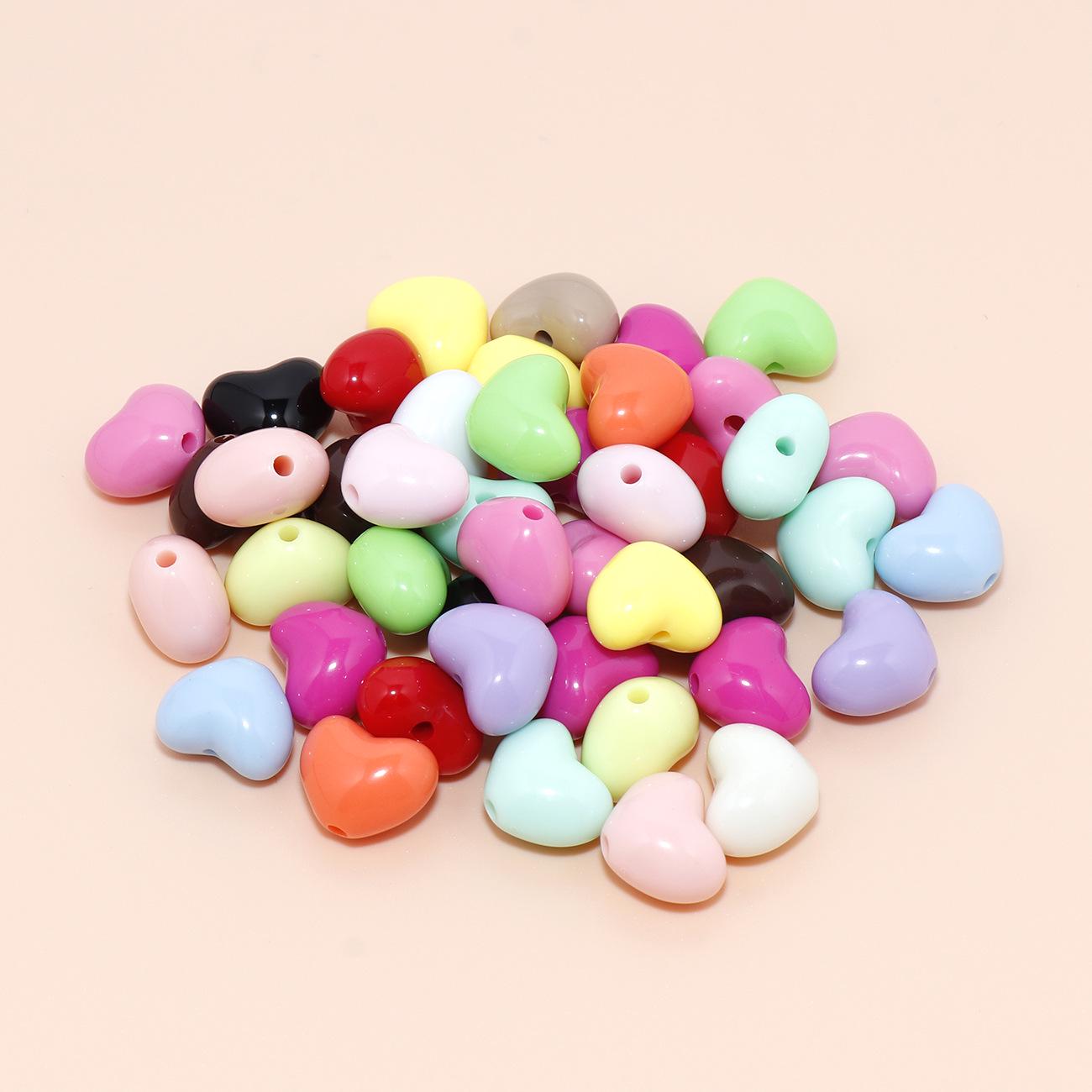 Colorful Acrylic Heart Beads for DIY Bracelets, Necklaces, and Phone Cases 50 pieces/package