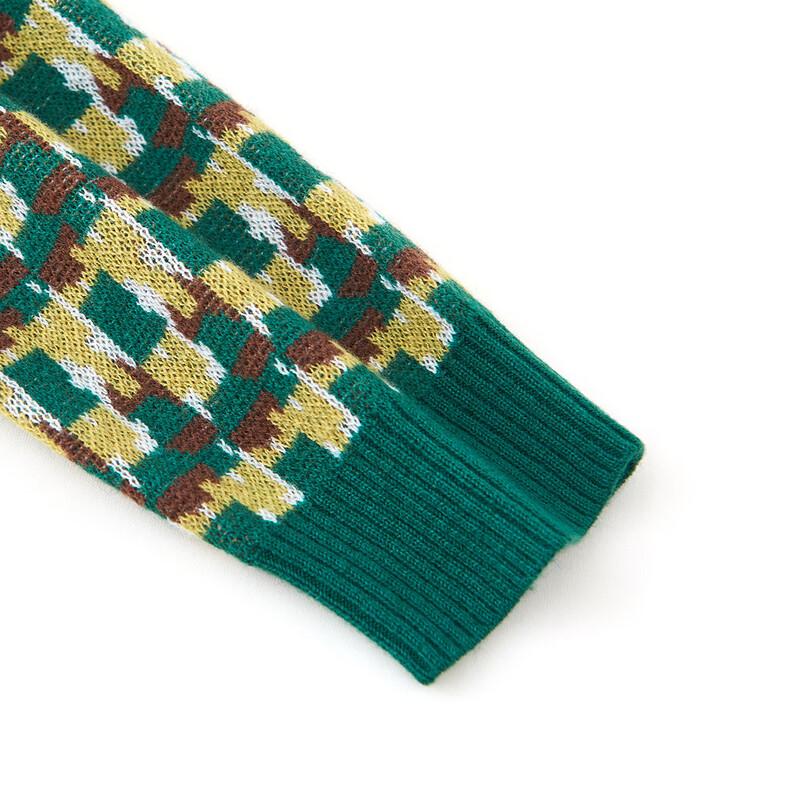 Barns jacquardtröja i ren ull med färgblock