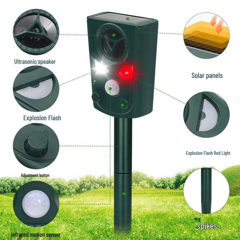 Solar Ultrasonic Animal Repeller: Infrared Cat & Dog Deterrent