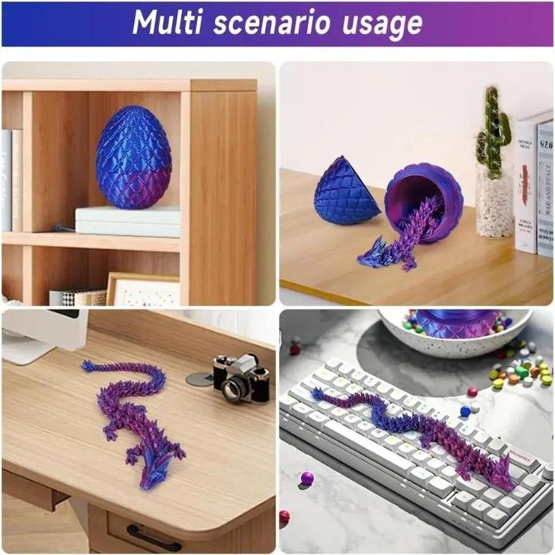 1/4pcs 3D Dragon Rotatable Articulated Dragon Egg Realistic Movable Printed Dragon Modle Home Office Decoration Figures Toy
