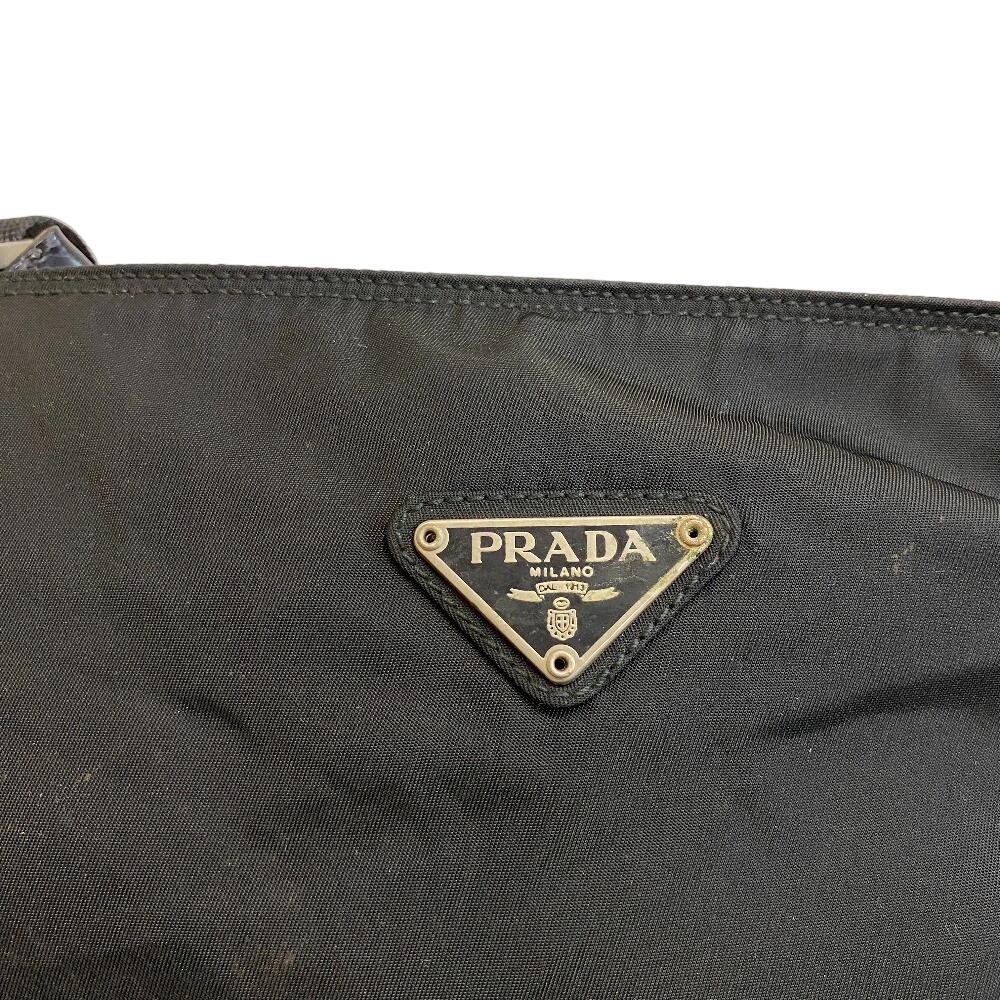 PRADA Sacosh Triangular plate Nylon Shoulder Bag black Nylon Used