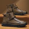Ανδρικές Δερμάτινες Μπότες Φερμουάρ Ψηλό Τοπ Casual Παπούτσια Αθλητικά 39-48
