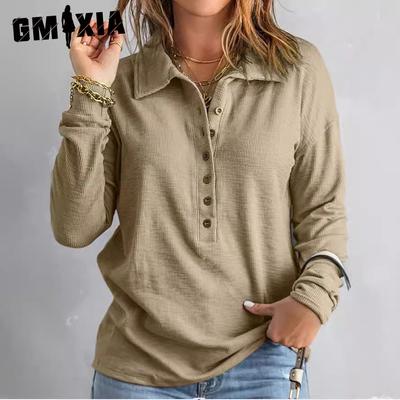 Solid Color Sweater Women's Single Breasted Lapel Long Sleeve Loose Casual Base Top Autumn and Winter