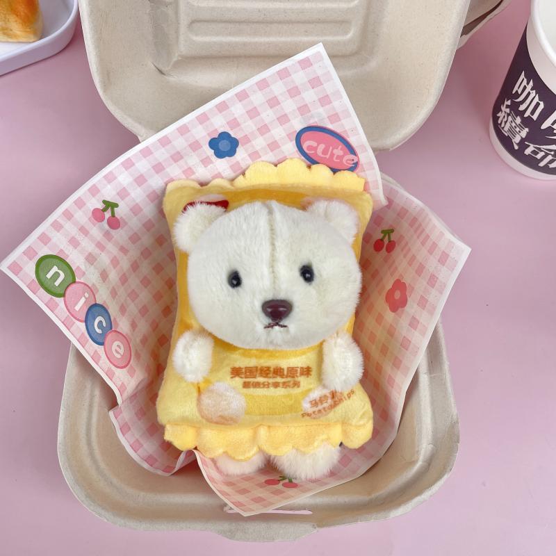 

New Potato Chips Bear Creative Pendant Plush Doll Cute Keychain Little Girl Schoolbag Accessories Snacks Doll About 10 * 14cm