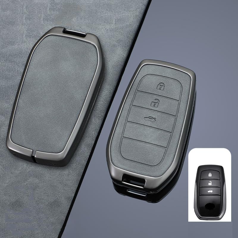 Key Case for Key Suitable for Toyota New Harrier Land Mark Yaris Corolla Leather Key Pleasant To the Does Not Fall Off Prevents Dirt and Gray B