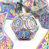 7 Pcs Colorful Double Swords Metal Dice Solid Polyhedral Dice Set Suitable for Role-Playing RPG  DND Pathfinder Board Game