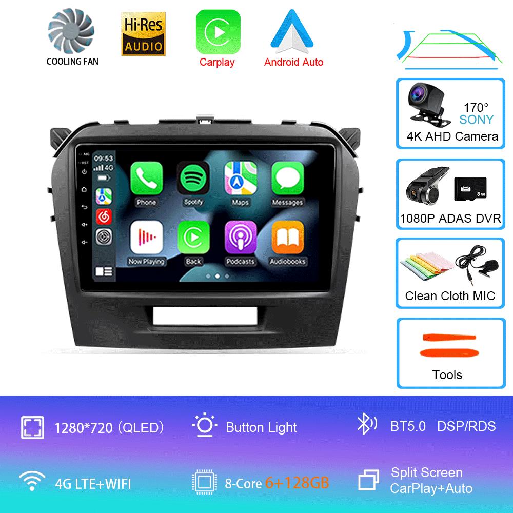 Car Radio Android 14 Carplay Auto For Suzuki Vitara 2015 2016 2017 2018 2019 Multimedia Video Player Navigation Gps Stereo Audio