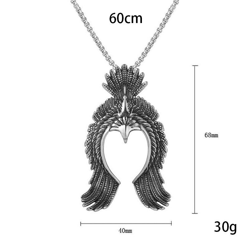 Vintage Titanium Steel Phoenix Pendant Men's Titanium Steel Necklace Jewelry