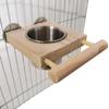 Wooden Perch Stand Hanging Feeder Bowls Multifunctional Bird Food Cups  Budgie