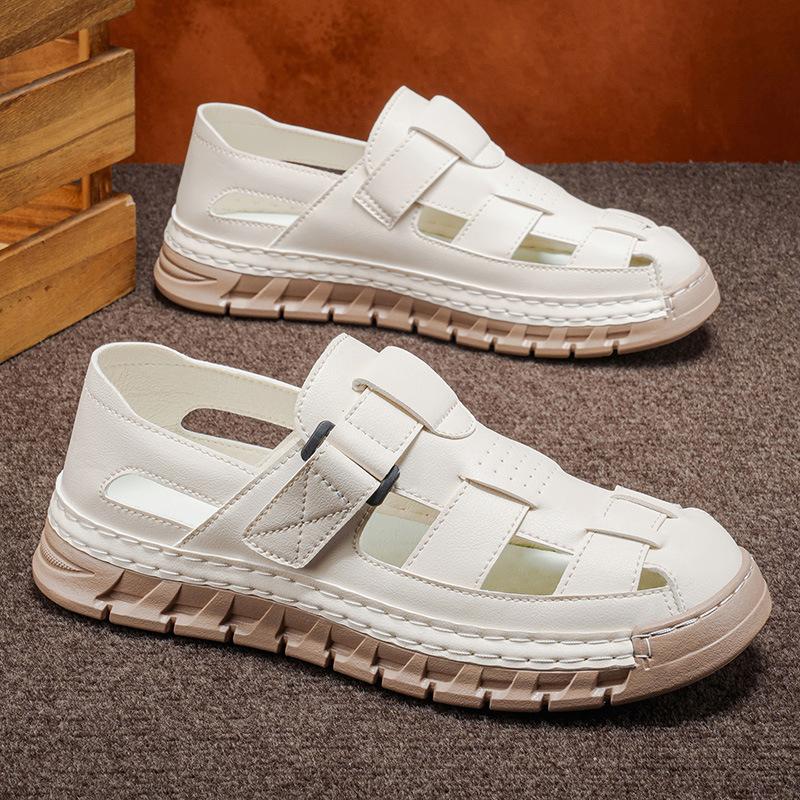 

Light Non-slip Roma Sneakers Anti-collision Toe 2026 Men s Sandals Classic Genuine Leather Sandals Stylish Outdoor Beach Shoes 39 песочный