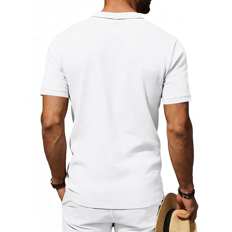 Europäisches & Amerikanisches Herren Leinen Revers Kurzarm Poloshirt - Klassischer Business Casual Stil, Mehrere Farben Verfügbar