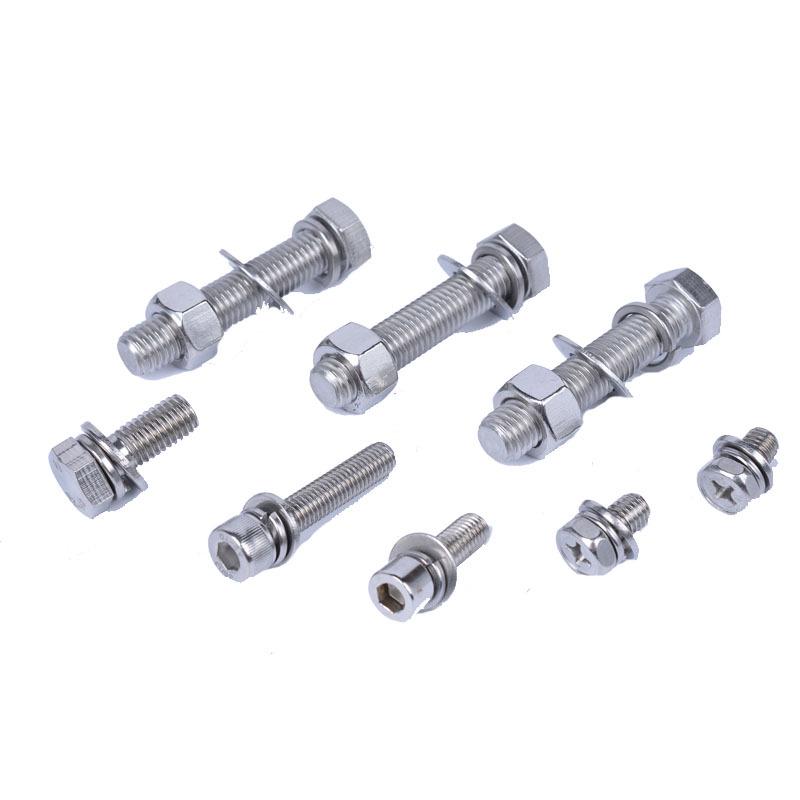 304 Stainless Steel Hex Nut Set M8/M10/M12 with Bolts, Screws, Flat & Spring Washers