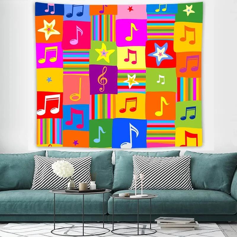 Living Room Bedroom Tapestry Creative Musical Note Pattern Fashion Home Decoration Tapestry