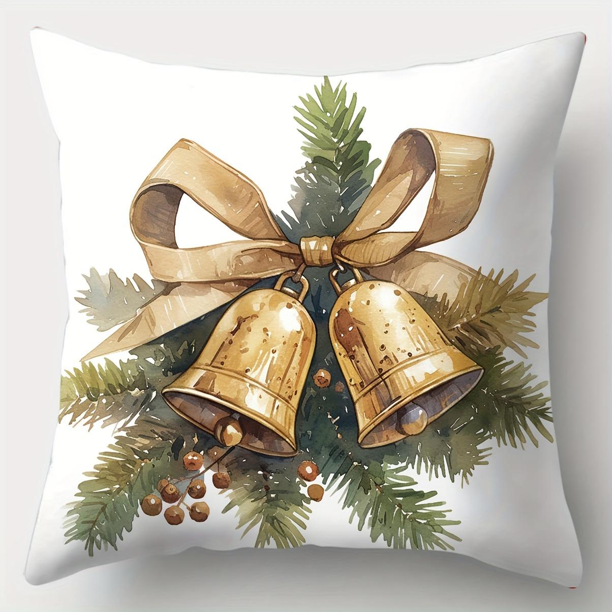 

Christmas Decorative Pillows With Gift Bell Deer Pattern Polyester pillowcase, sofa decorative cushion cov Headboard Pillow 45x45cm