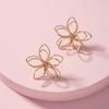 Double Layers Iron Wire Flower Stud Earrings For Women Statement Simple Hollow Geometric Jewelry Brincos Pendientes