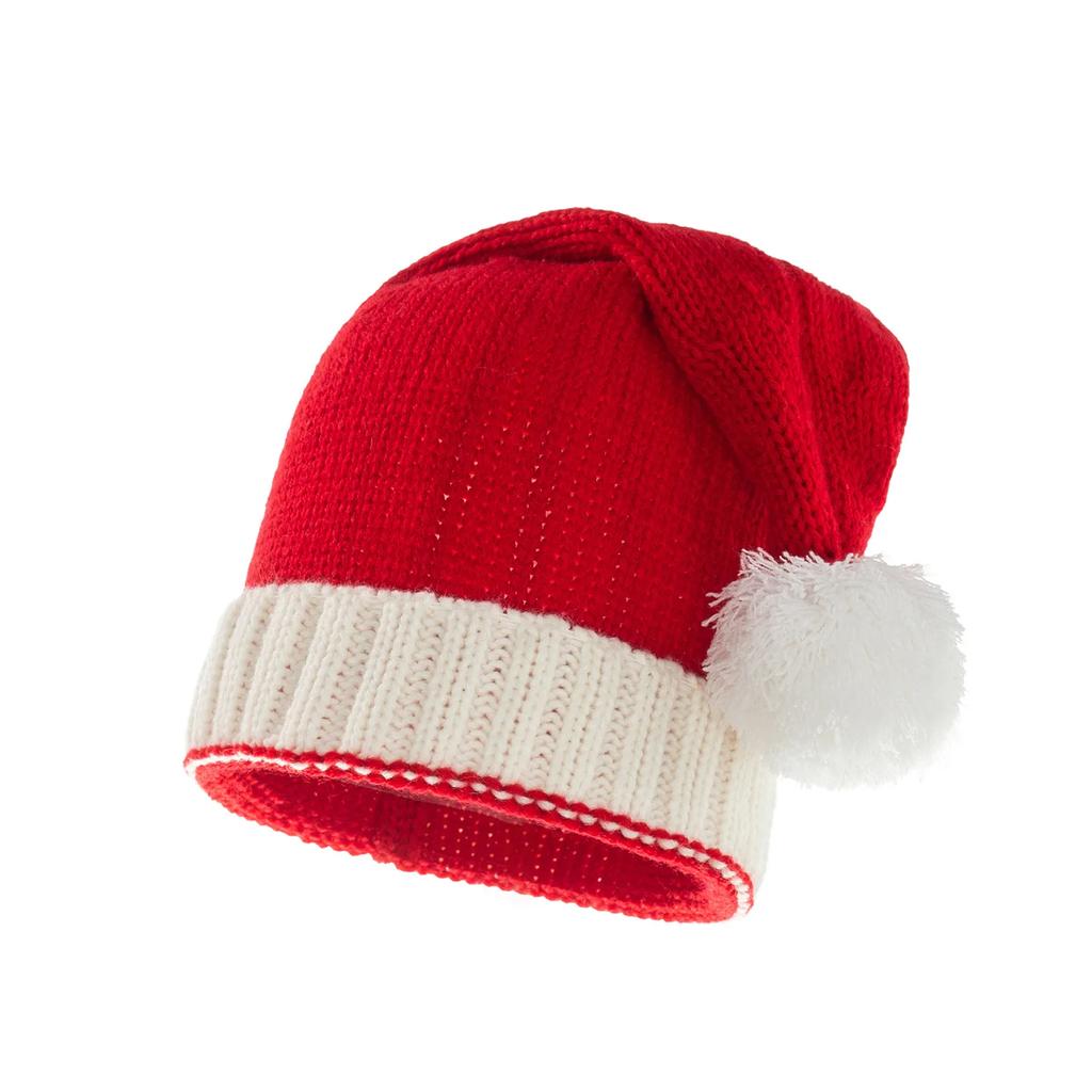 1/2PCSChristmas Party Hat Red with White Edge Soft Elastic Winter Beanie for Adults and Kids Holiday Photos and FamilyGatherings