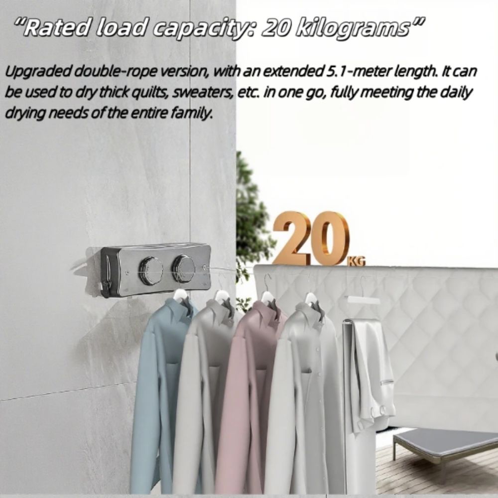 Stainless Steel Retractable Clothesline Heavy Duty Invisible Clothesline  Laundry Drying