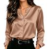 Women's Satin Long Sleeve Button-Up Printed Shirt