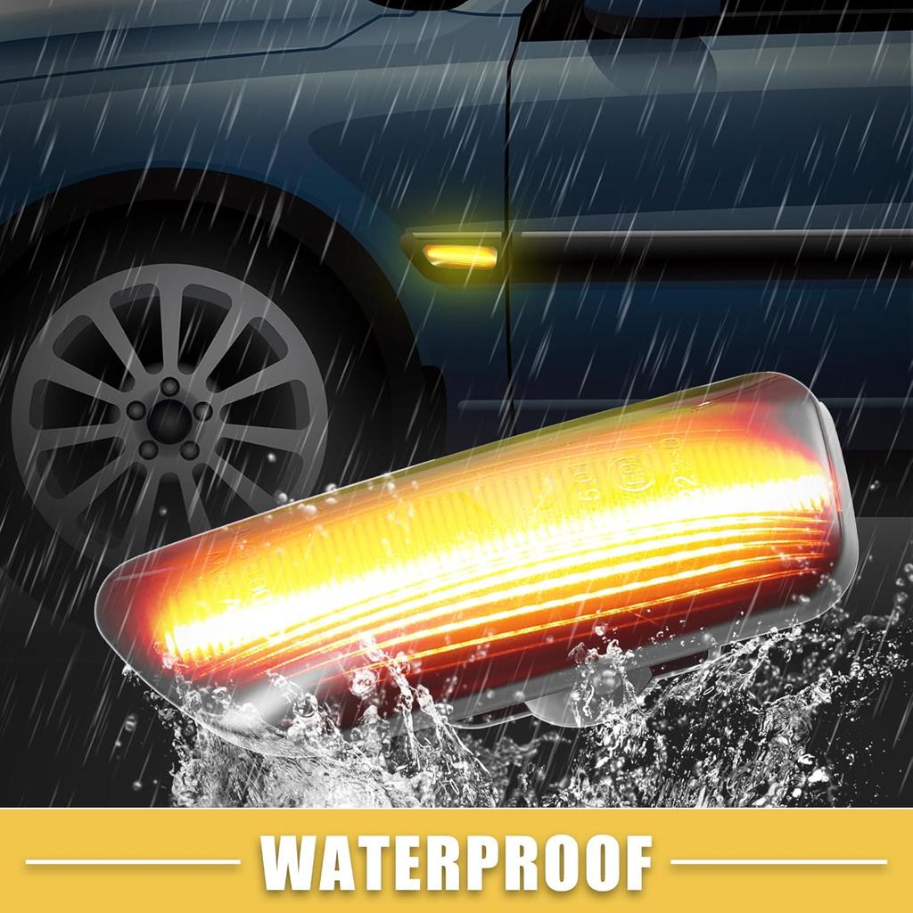 LED Side Marker Light 30722641 Front Driver Passenger Turn Signal Lights Fender Sidemarker Lamps for Volvo S60 Black Lens Amber LED Light 1 Pair
