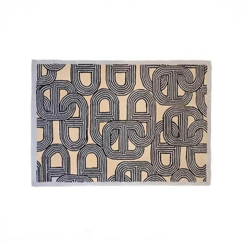 Abstract Geometric French Carpet Modern Simple Floor Mat for Living Room Bedroom Decor Easy To Clean Home Office Sofa Lounge Rug