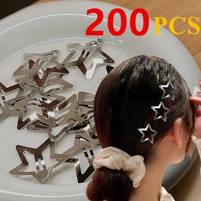 Silberfarbene Stern-Haarspangen für Mädchen, seitliche Haarspange, niedliche Metall-filigrane Stern-Snap-Haarnadeln, Damen-Schmuck, Haar-Accessoires