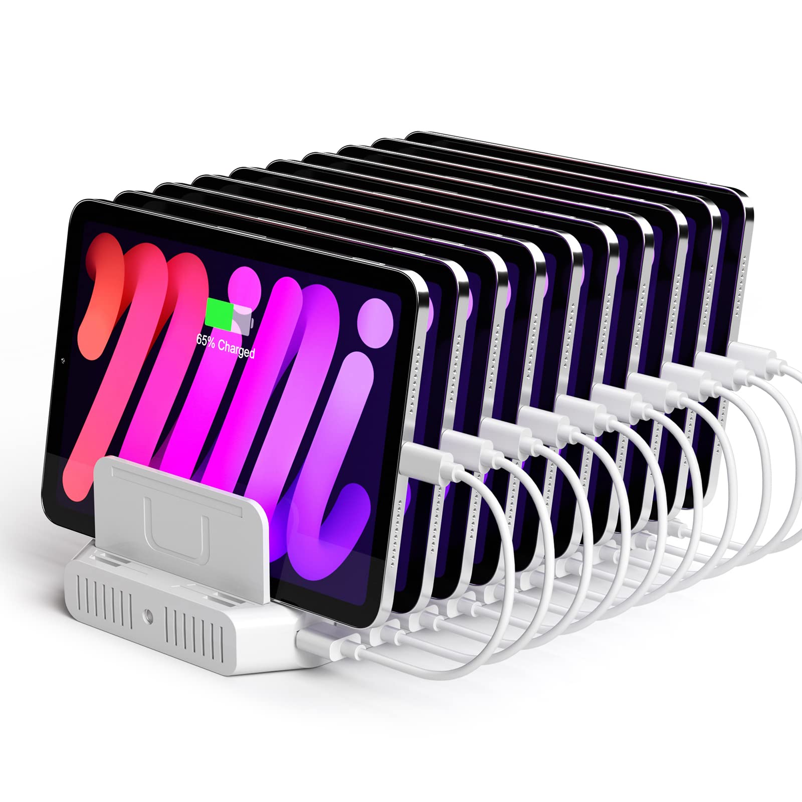 

Unitek 2023 USB Charging USB C Desktop Charging PSE Simultaneous Smart Supports Multiple and Adjustable Dividers for Convenient White Station, 10-Port белый