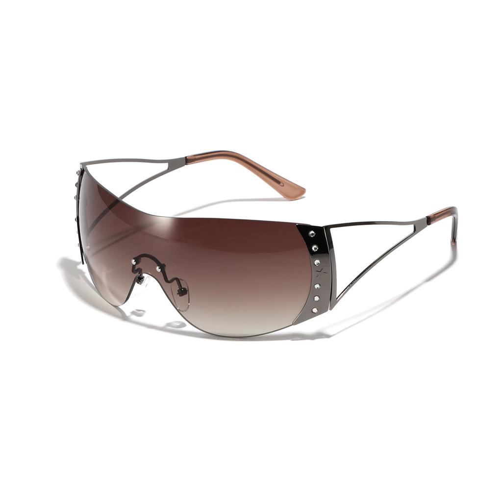 Brillengestell Randlose Sonnenbrille Herren Future Wind Konkave Form Diamantbesetzte Metallsonnenbrille Damen