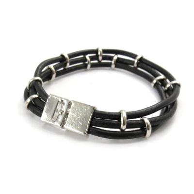 [J7576] - Unisex-Armband 'Peaceful' schwarz (3 Reihen)