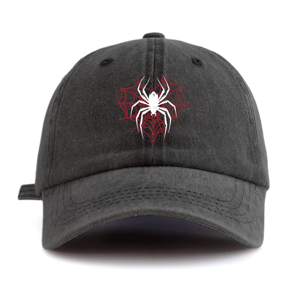 1pc Spider Print Washed Baseball Cap for AdultsMinimalist Retro Style Casual Soft Adjustable Dad HatPerfect As Gift