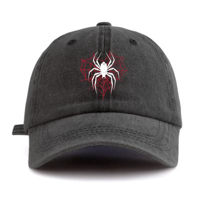 1pc Spider Print Washed Baseball Cap for AdultsMinimalist Retro Style Casual Soft Adjustable Dad HatPerfect As Gift