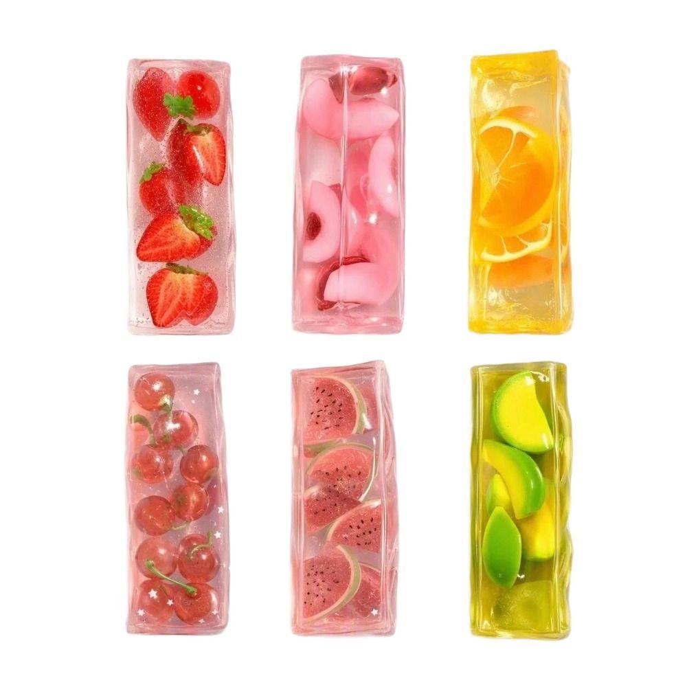 Transparency Fruit Ice Cube Squishy Toy Realistic Fruit Jelly Stick Fruit Squishy Toy  Desk Decor