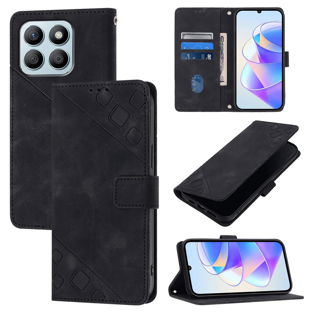 Modische Handy-Geldbörsenhülle aus PU-Leder mit geometrischem Muster und Handschlaufe für Huawei P20,P30,P40,Y7a...Honor X6a,X7a,X7b,X8,X8a,X8b,X9a,X9b...