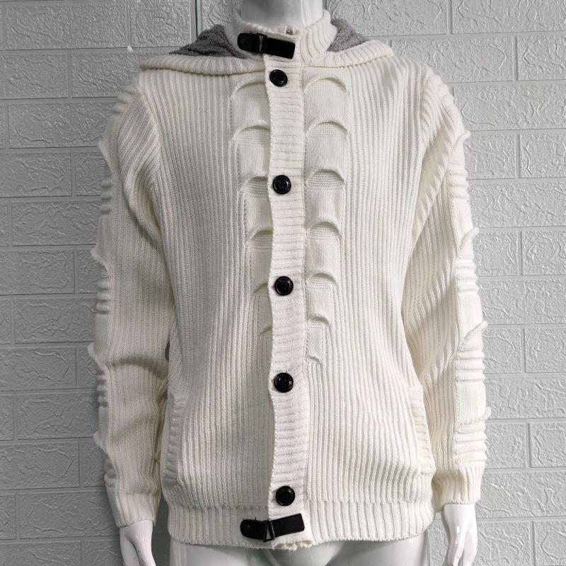 2025 Winter Sweater Cardigan Men's Hooded Knitted Cardigan Jacket