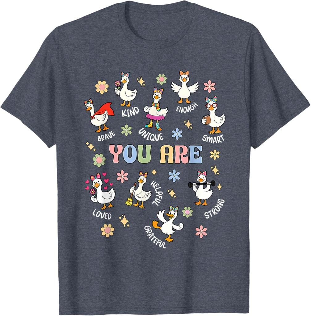 Positive Affirmations Words Goose You Are Brave Kind Unique Smart Graphic Tee Casual Daily T-Shirt
