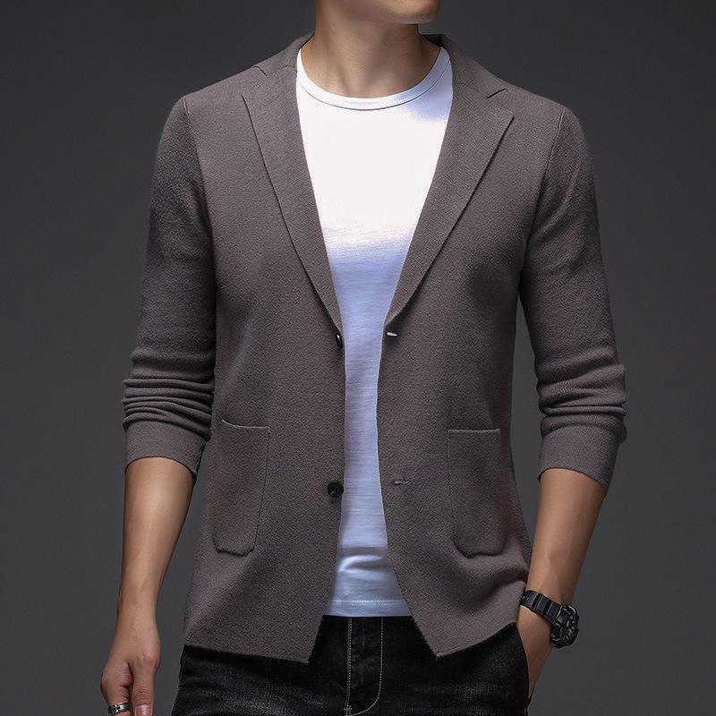 Spring and Autumn New Men's Fashion Knitted Cardigan Youth Middle-aged Casual Trendy Long Sleeve Suit Sweater High-end Jacket