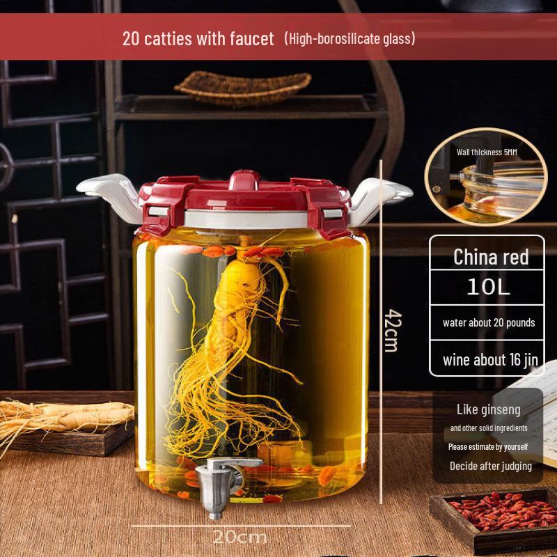 Glass Wine Brewing Jar with Ceramic Faucet