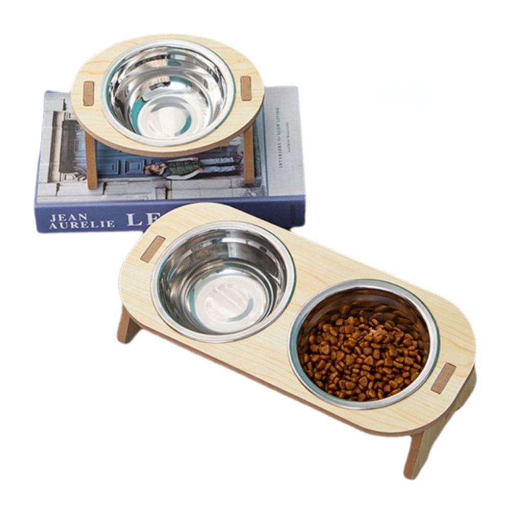 Wooden Cat Food Bowl Non-Slip Dog Food Bowl Practical Cat Food Container  Home
