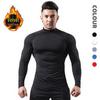 Men's High-Neck Velvet Warm Fitness Suit for Autumn/Winter - PRO Tight-Fit Sportswear for Basketball, Running, and Training.