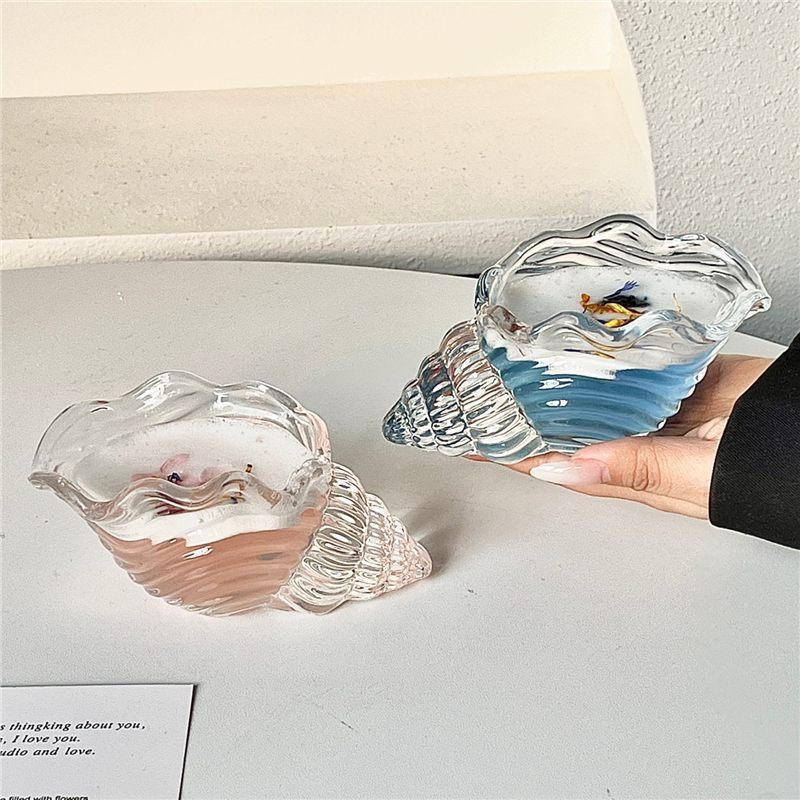 Bicchiere da Cocktail Ins Conch Vetro Creativo Per Succhi e Bevande Design Unico Bicchiere d'Impatto con Estetica Costiera