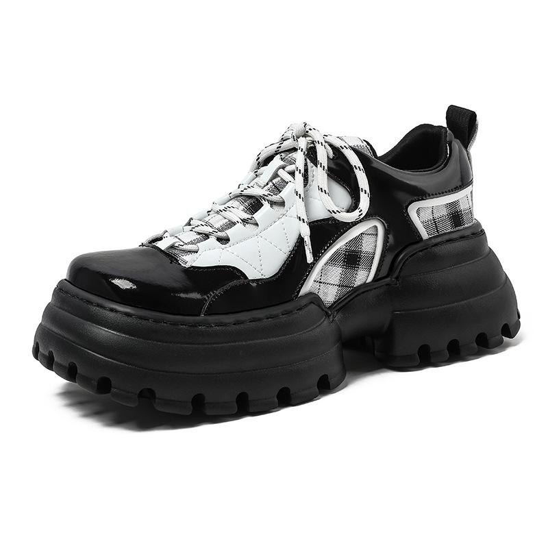 

Chunky Platform Leather Shoes Women Retro College Style Casual Loafers Sporty Dad Shoes New Arrival 40 чёрный