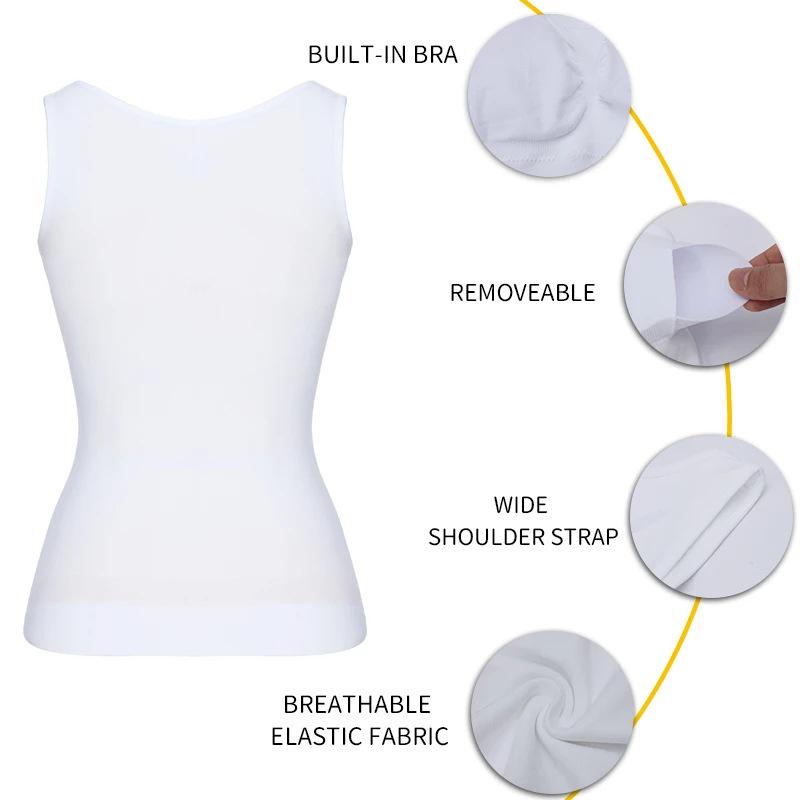 Genie Wirefree Body Shaper Cami with Pads - Tummy Control Sports Vest