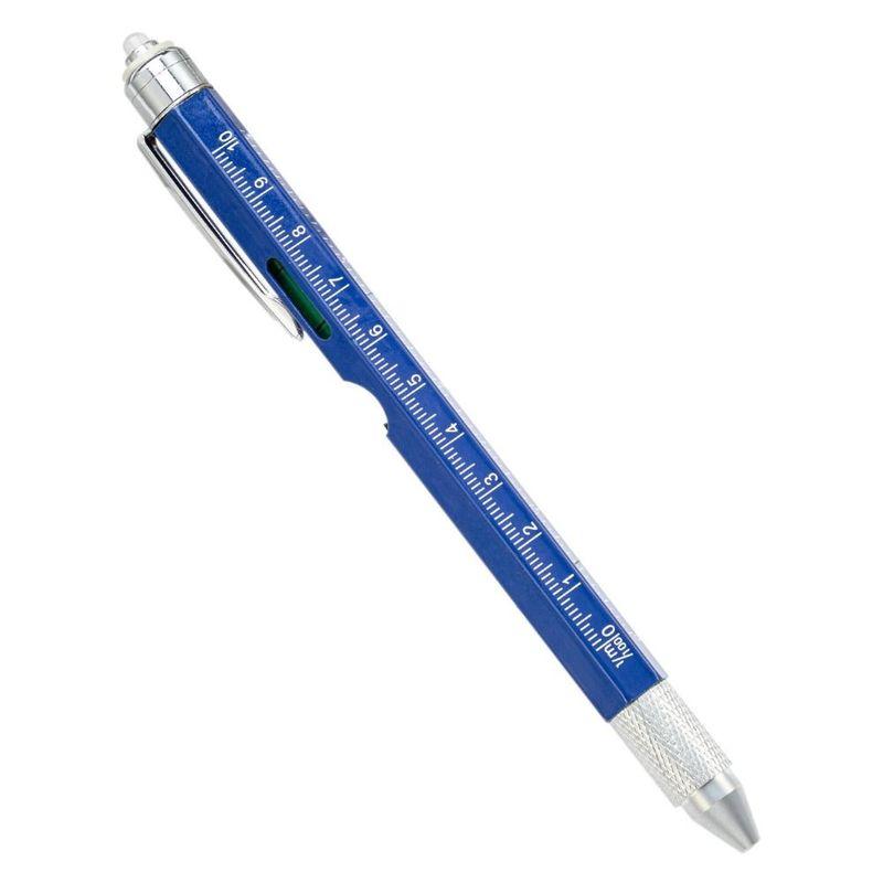 Metal Multi Tool Pen 9-in-1 With LED Light Spirit Level Screwdriver Ruler Ballpoint Pen Woodworking Pen Outdoor Tool Pen