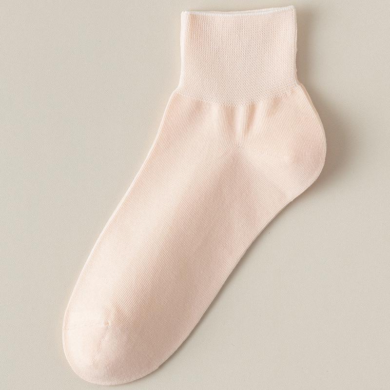 Women's Odor-Resistant Thin Cotton Summer Socks - Loose Cuff, Postpartum Comfort, Solid Color Mid-Calf Dopamine Style.