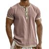 Men's Breathable Solid Color Pleated T-shirt Men's Casual Contrast Color Short Sleeve T-shirt