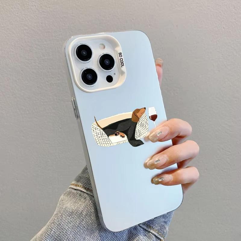 Cute Dachshund Bulldog Pattern Phone Case For iPhone 17 Pro Max 16 15 Pro 14 13 Mini 12 11 XR XS 17Air Plus Hard Matte Cover