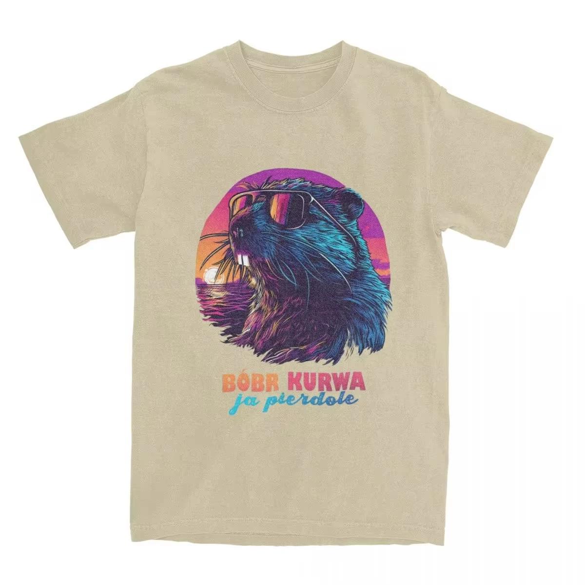 

Парная футболка Синтвейв Польский Бобер Мужская Бобер Бобер Курва Футболки Новинка Летняя Женская Футболка Уличная Одежда Дизайн Хлопковый Топ XXXL