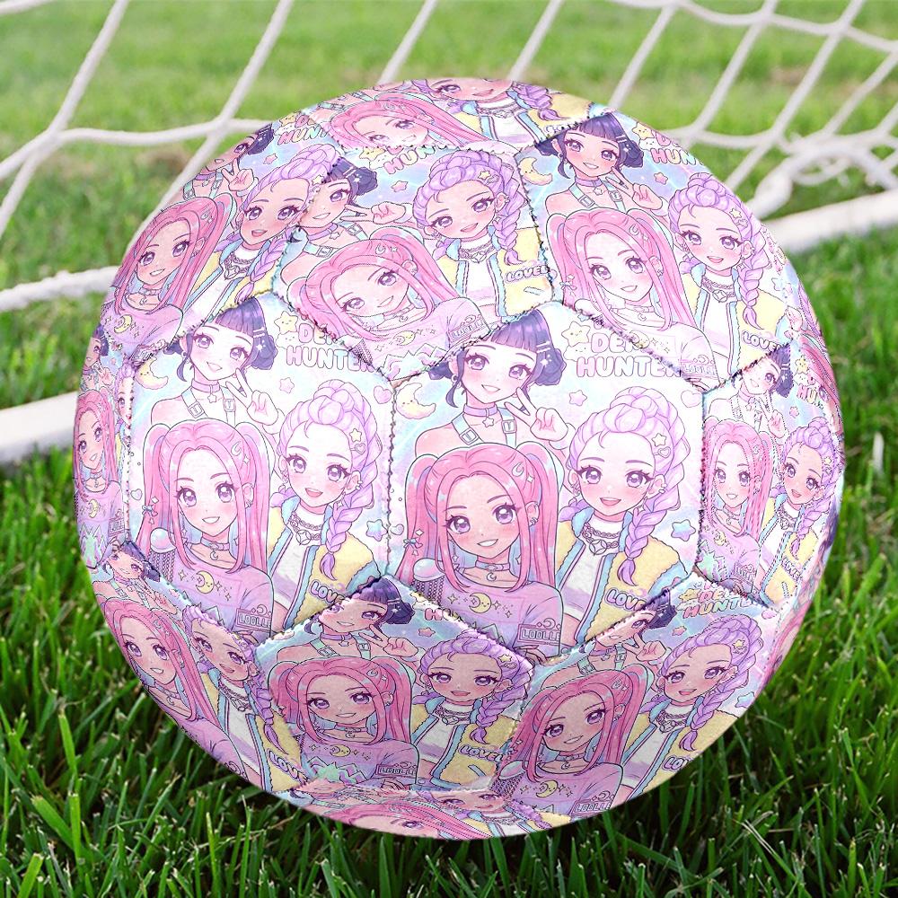 KPop Demon Hunters Print Size 5 Soccer Ball, Standard Match Football for Sports Game and Team Practice, Ideal Gift for Soccer Fans
