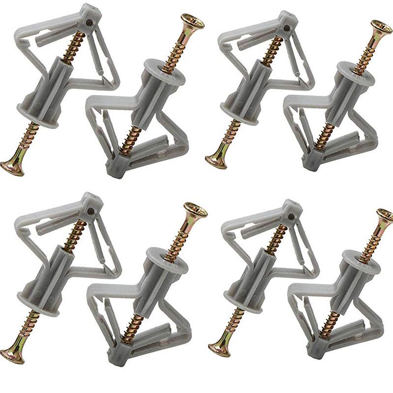 50pcs Boxed Butterfly Expansion Tubes with Self-Drilling Screws for Drywall Anchors