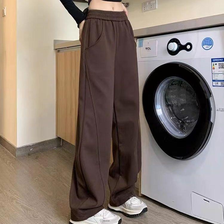 

Women s High-Waist Coffee Straight-Leg Sweatpants - Trendy Spring & Autumn Casual Loose Fit S (65-90 jin)